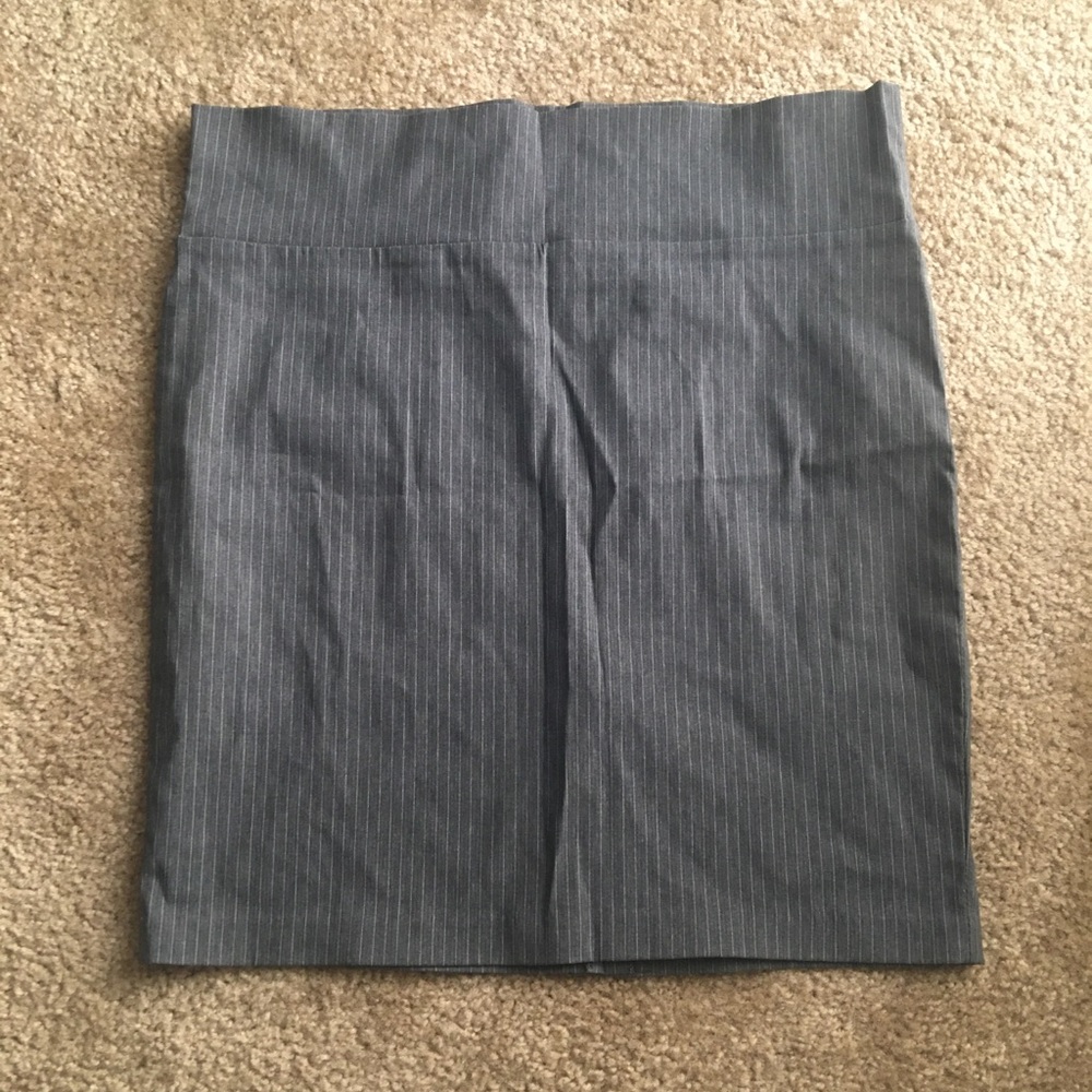 Stretchy Grey Pinstripe Work Skirt